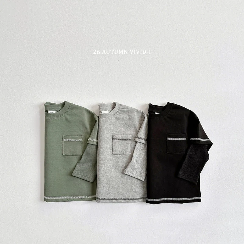 Vivid I - Korean Children Fashion - #kidzfashiontrend - Stitch Layered Tee - 3