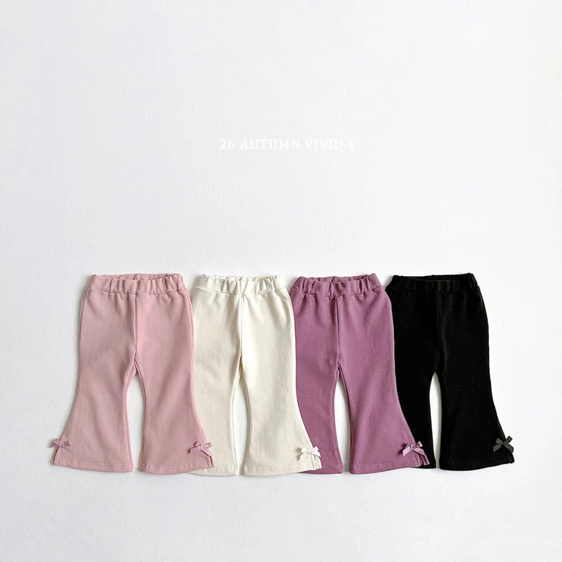 Vivid I - Korean Children Fashion - #kidsstore - Ribbon Spandex Flare Pants - 4