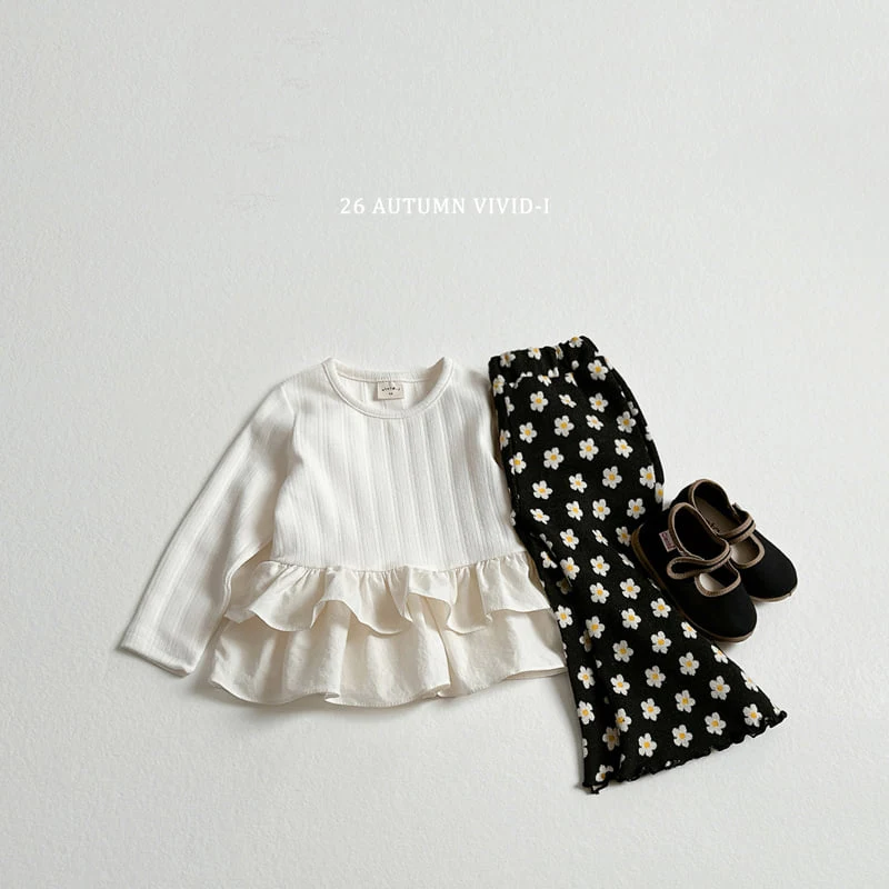 Vivid I - Korean Children Fashion - #kidzfashiontrend - Eyelet Frill Tee - 11