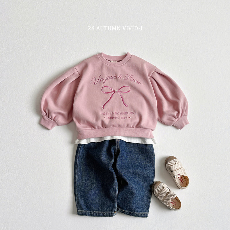 Vivid I - Korean Children Fashion - #littlefashionista - Ribbon Pearl Puff Sweatshirt - 7
