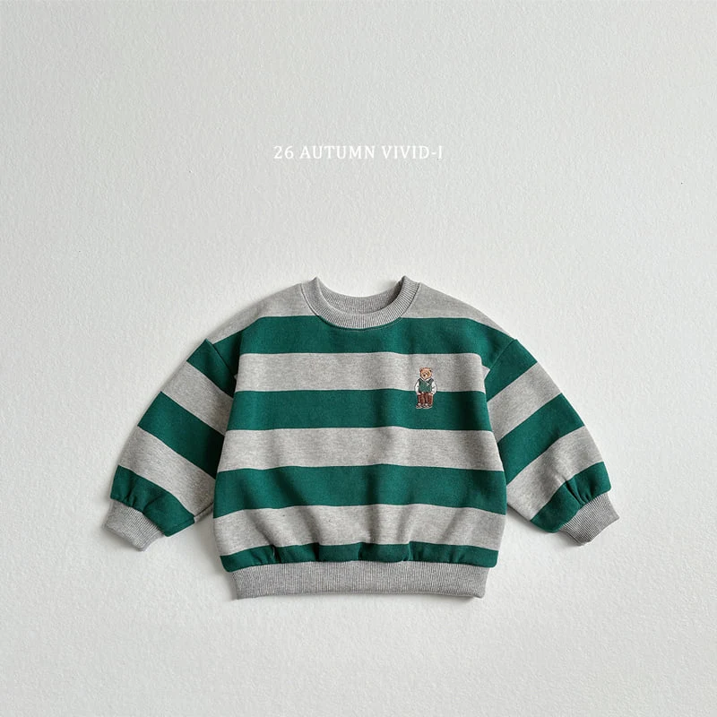 Vivid I - Korean Children Fashion - #Kfashion4kids - Big Stripe Bear Sweatshirt - 4