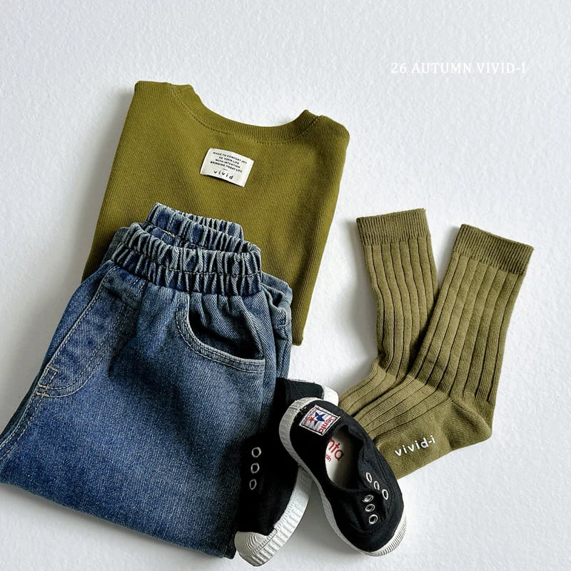 Vivid I - Korean Children Fashion - #littlefashionista - Label Ribbed Tee - 10