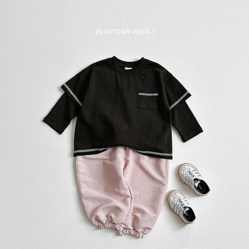 Vivid I - Korean Children Fashion - #littlefashionista - Label Crinkle Jogger Pants - 9