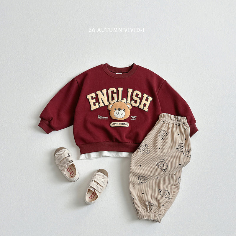 Vivid I - Korean Children Fashion - #littlefashionista - Embossed English Bear Sweatshirt - 8