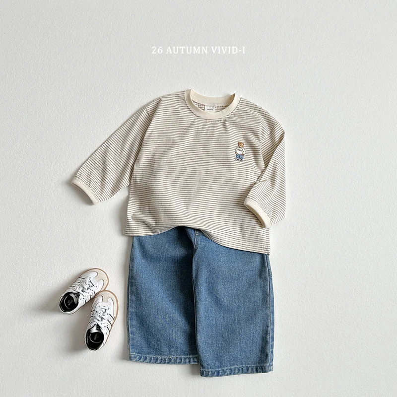 Vivid I - Korean Children Fashion - #littlefashionista - Signature Bear Stripe Tee - 8