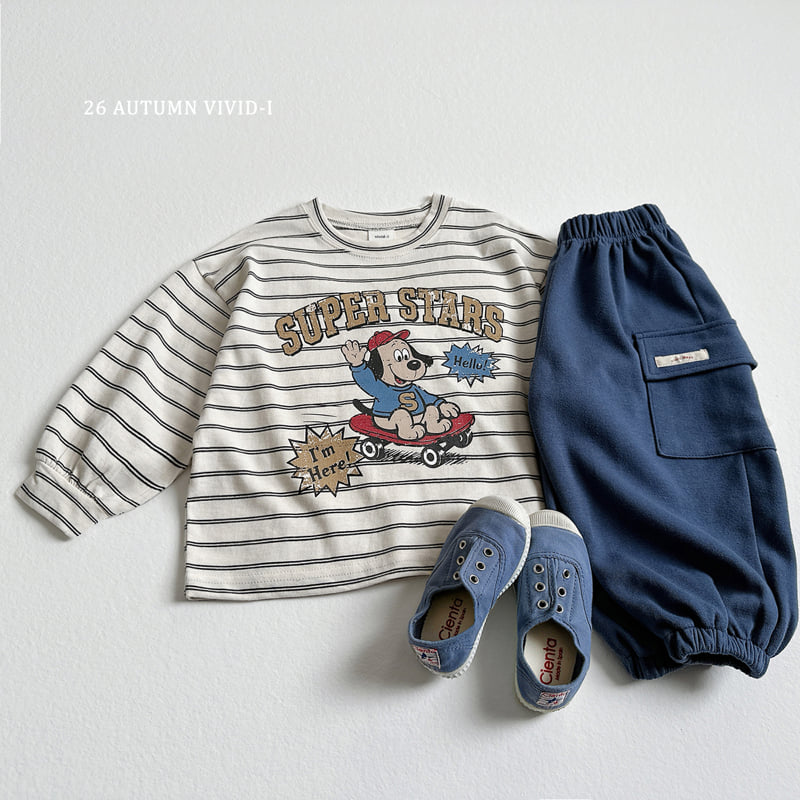 Vivid I - Korean Children Fashion - #littlefashionista - Stripe Cartoon Single Tee - 8