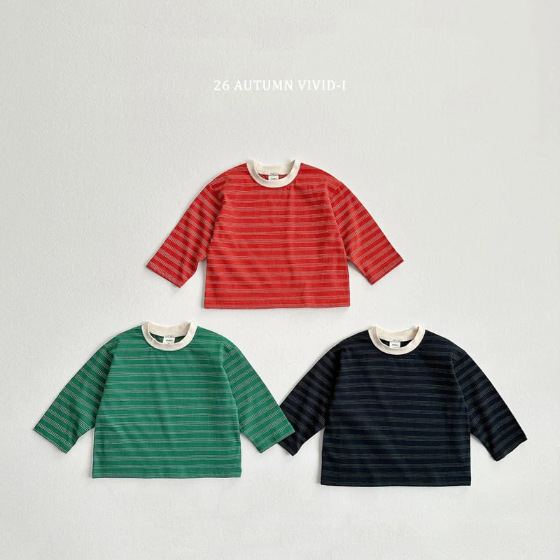 Vivid I - Korean Children Fashion - #littlefashionista - Stripe Smaile Label Tee - 3