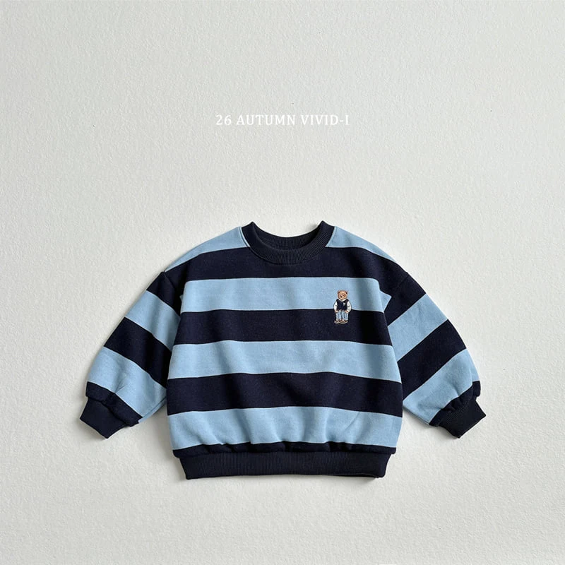 Vivid I - Korean Children Fashion - #magicofchildhood - Big Stripe Bear Sweatshirt - 5