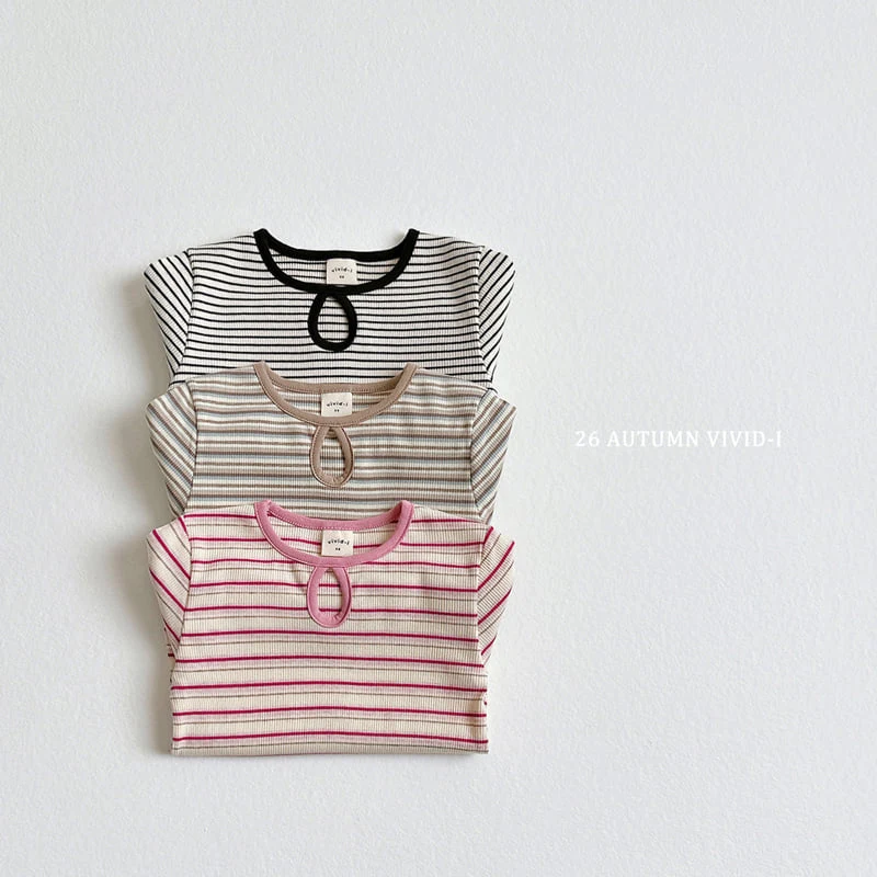 Vivid I - Korean Children Fashion - #magicofchildhood - Stripe Hole Tee - 3