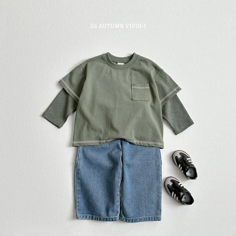Vivid I - Korean Children Fashion - #magicofchildhood - Stitch Layered Tee - 6