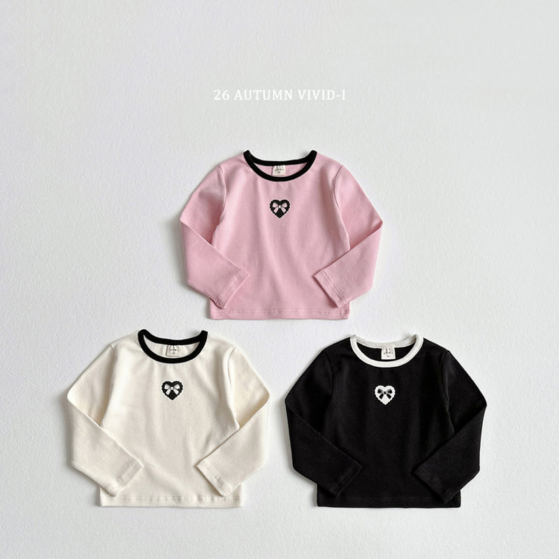 Vivid I - Korean Children Fashion - #magicofchildhood - Ribbon Heart Spandex Tee