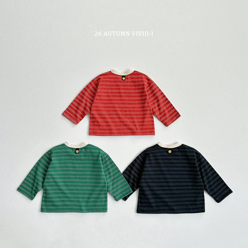 Vivid I - Korean Children Fashion - #littlefashionista - Stripe Smaile Label Tee - 4