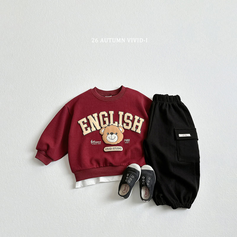 Vivid I - Korean Children Fashion - #minifashionista - Embossed English Bear Sweatshirt - 10