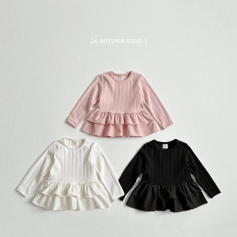 Vivid I - Korean Children Fashion - #minifashionista - Eyelet Frill Tee