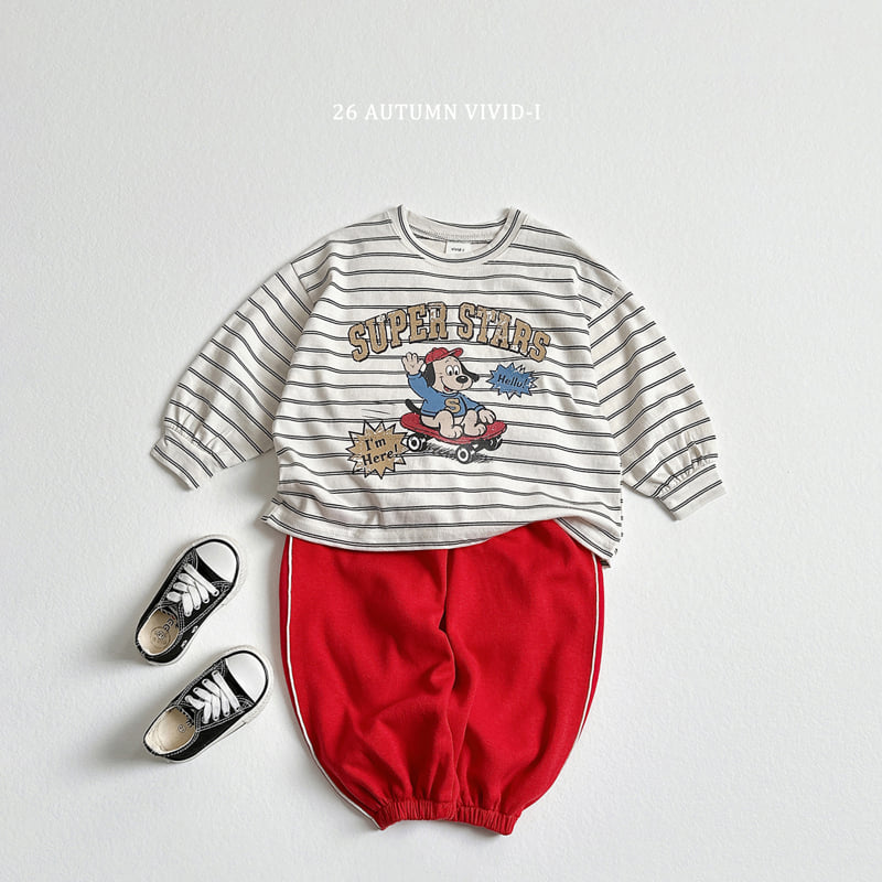 Vivid I - Korean Children Fashion - #minifashionista - Stripe Cartoon Single Tee - 10