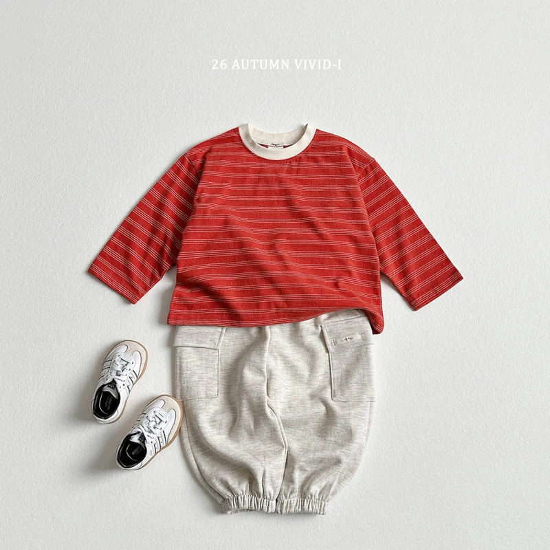 Vivid I - Korean Children Fashion - #minifashionista - Stripe Smaile Label Tee - 5