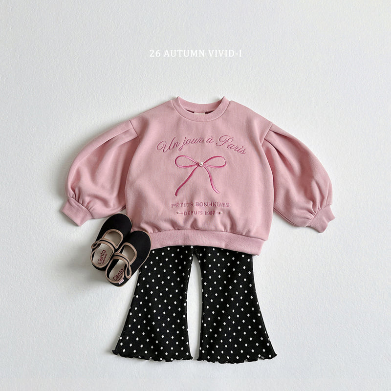 Vivid I - Korean Children Fashion - #prettylittlegirls - Ribbon Pearl Puff Sweatshirt - 10