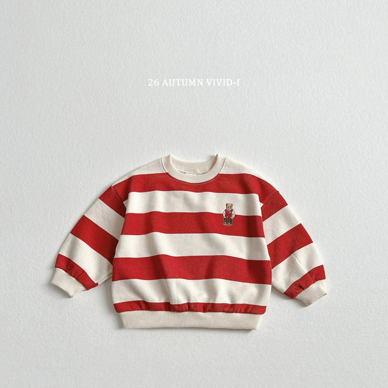 Vivid I - Korean Children Fashion - #prettylittlegirls - Big Stripe Bear Sweatshirt - 7