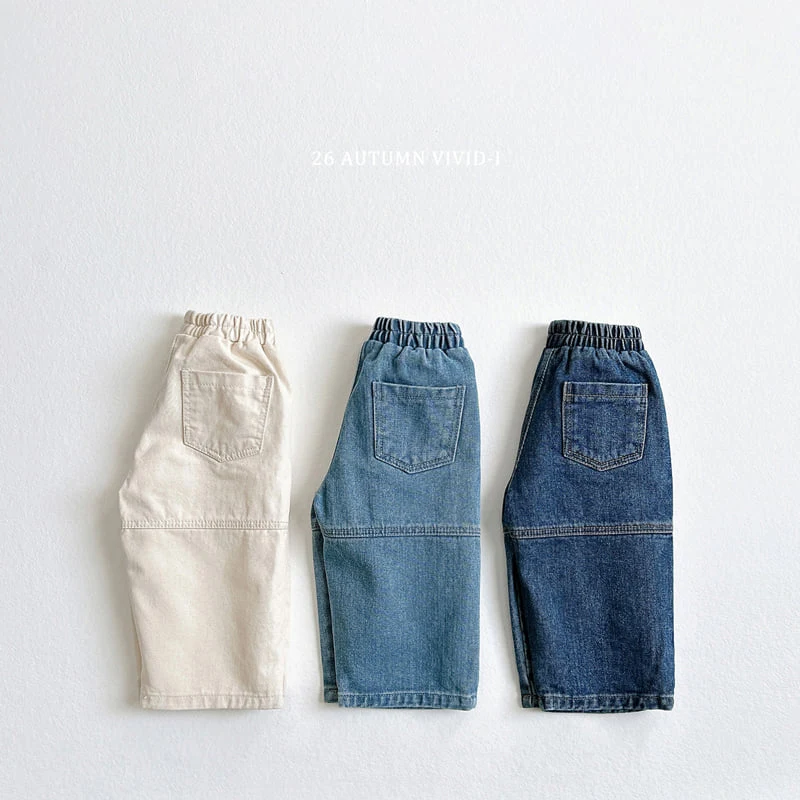 Vivid I - Korean Children Fashion - #prettylittlegirls - Cut-Line Denim Pants