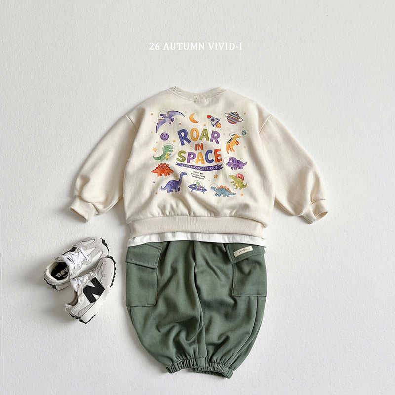 Vivid I - Korean Children Fashion - #prettylittlegirls - Space Dino Sweatshirt - 8