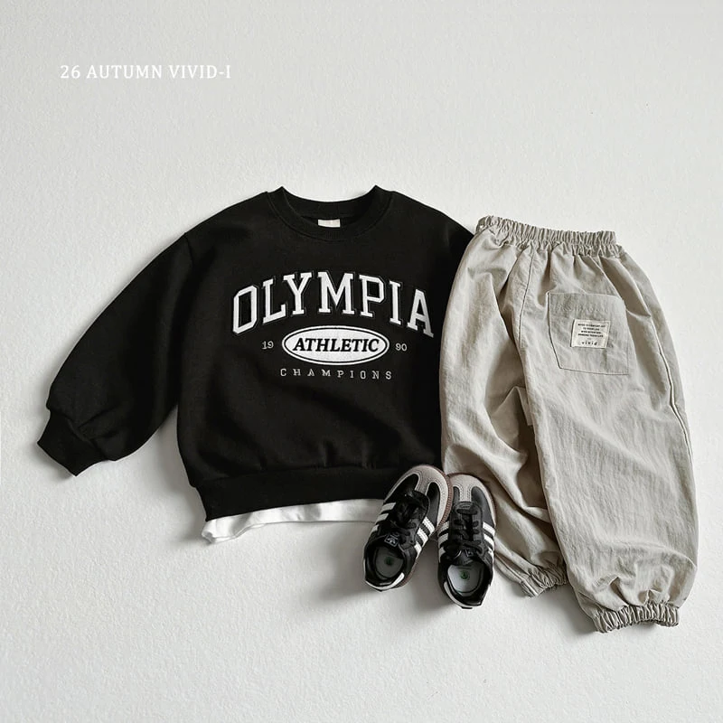 Vivid I - Korean Children Fashion - #prettylittlegirls - Label Crinkle Jogger Pants - 12