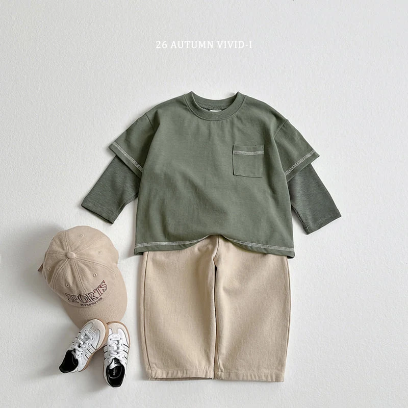 Vivid I - Korean Children Fashion - #prettylittlegirls - Stitch Layered Tee - 8