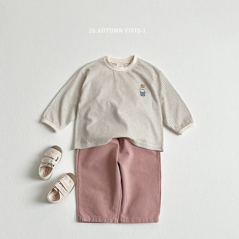 Vivid I - Korean Children Fashion - #prettylittlegirls - Signature Bear Stripe Tee - 11
