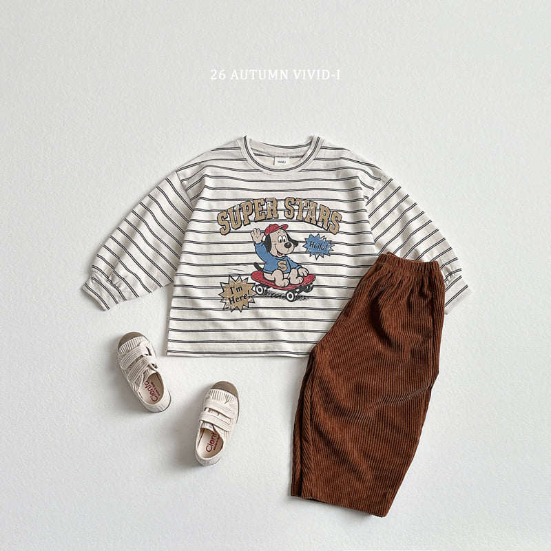 Vivid I - Korean Children Fashion - #prettylittlegirls - Stripe Cartoon Single Tee - 11