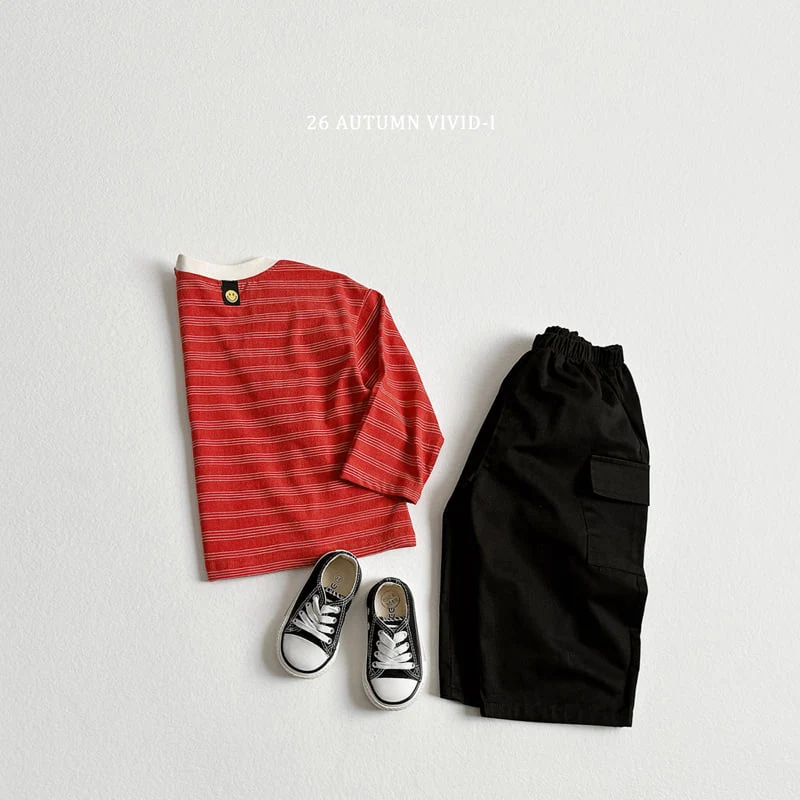 Vivid I - Korean Children Fashion - #prettylittlegirls - Stripe Smaile Label Tee - 6