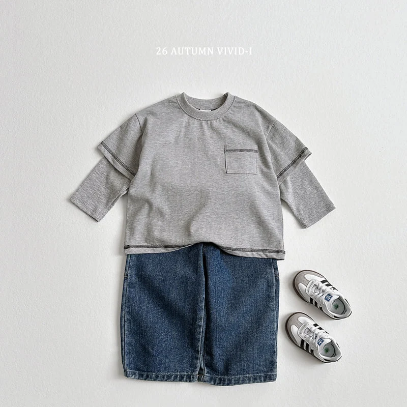 Vivid I - Korean Children Fashion - #stylishchildhood - Stitch Layered Tee - 11