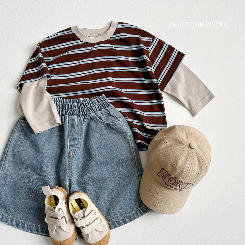 Vivid I - Korean Children Fashion - #stylishchildhood - Multi Stripe Layered Tee - 11