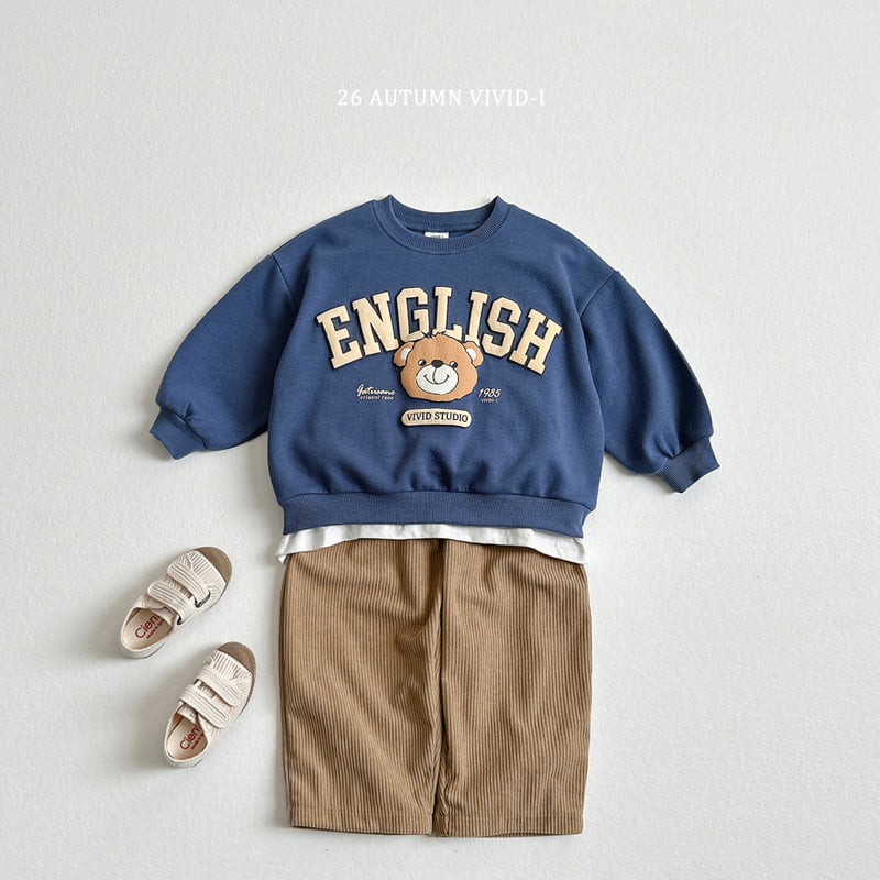 Vivid I - Korean Children Fashion - #todddlerfashion - Embossed English Bear Sweatshirt - 12