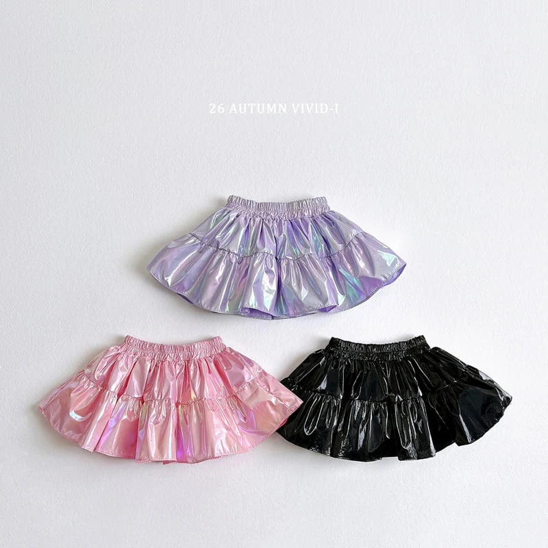 Vivid I - Korean Children Fashion - #toddlerclothing - Popcorn Glossy Flare Skirt