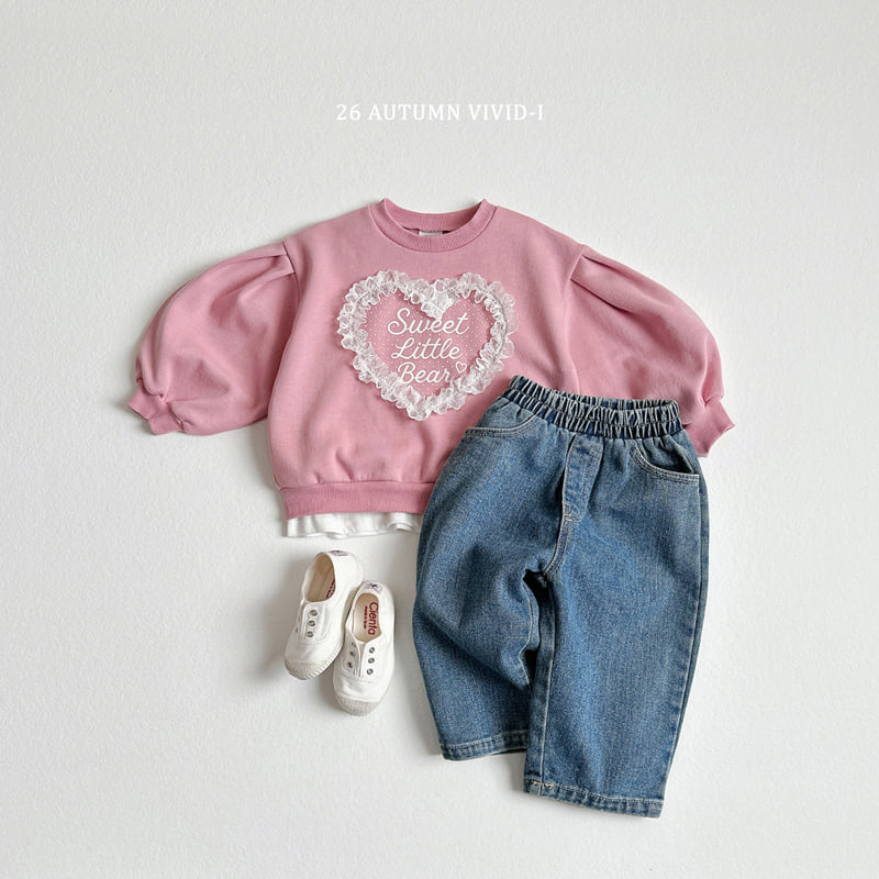 Vivid I - Korean Children Fashion - #todddlerfashion - Heart Lace Puff Sweatshirt - 4