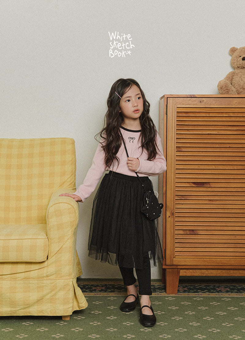 Whitesketchbook - Korean Children Fashion - #prettylittlegirls - Peach Colored Ribbon Tee - 3