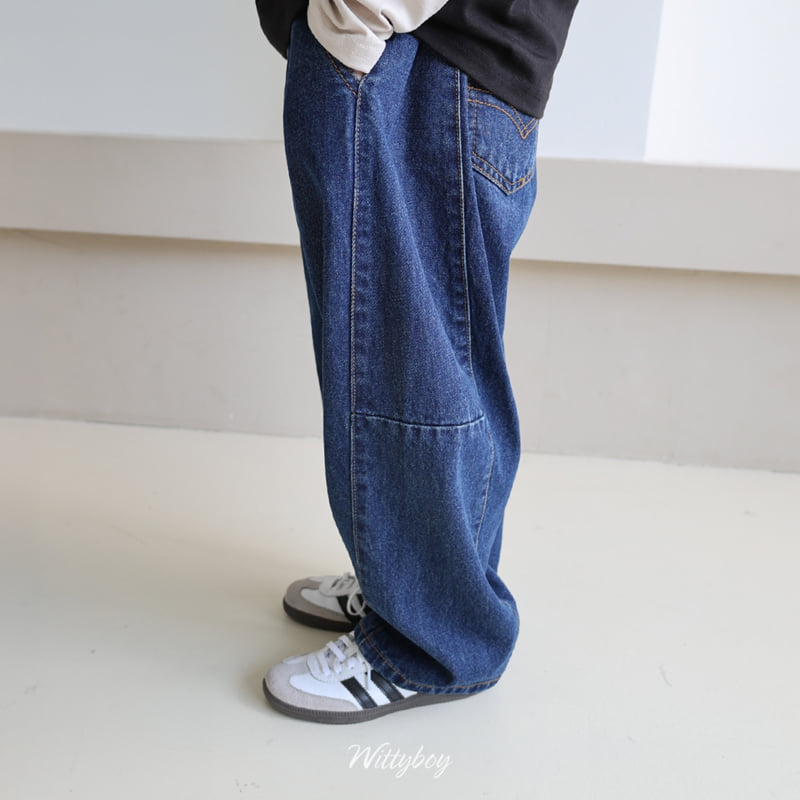 Witty Boy - Korean Children Fashion - #designkidswear - Deep Blue Curve Denim Pants - 5