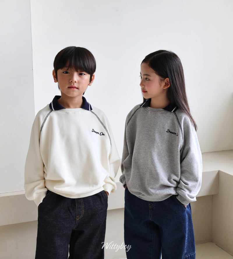 Witty Boy - Korean Children Fashion - #kidsstore - Dream On Collar Sweatshirt - 12