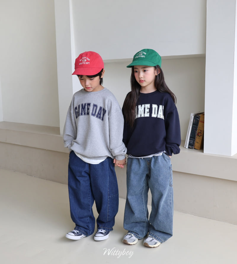 Witty Boy - Korean Children Fashion - #littlefashionista - Deep Blue Curve Denim Pants - 12