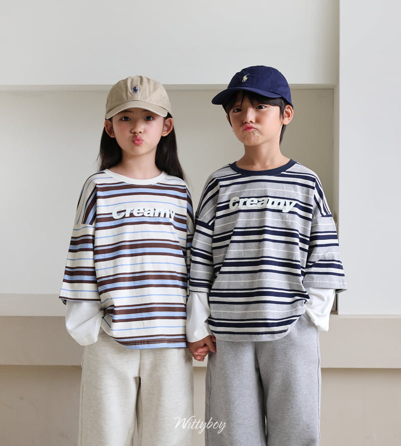 Witty Boy - Korean Children Fashion - #littlefashionista - Creamy Layered Tee - 8