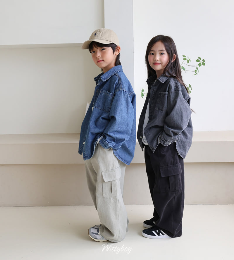 Witty Boy - Korean Children Fashion - #minifashionista - Standard Washed Denim Shirt - 3