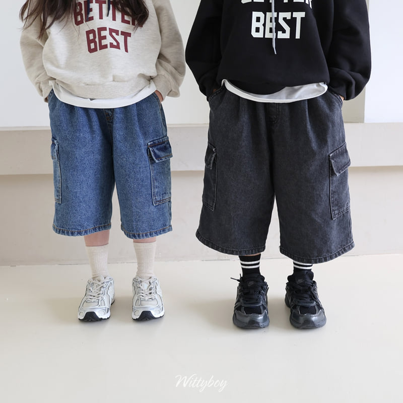 Witty Boy - Korean Children Fashion - #prettylittlegirls - Bermuda Cargo Denim Pants - 2