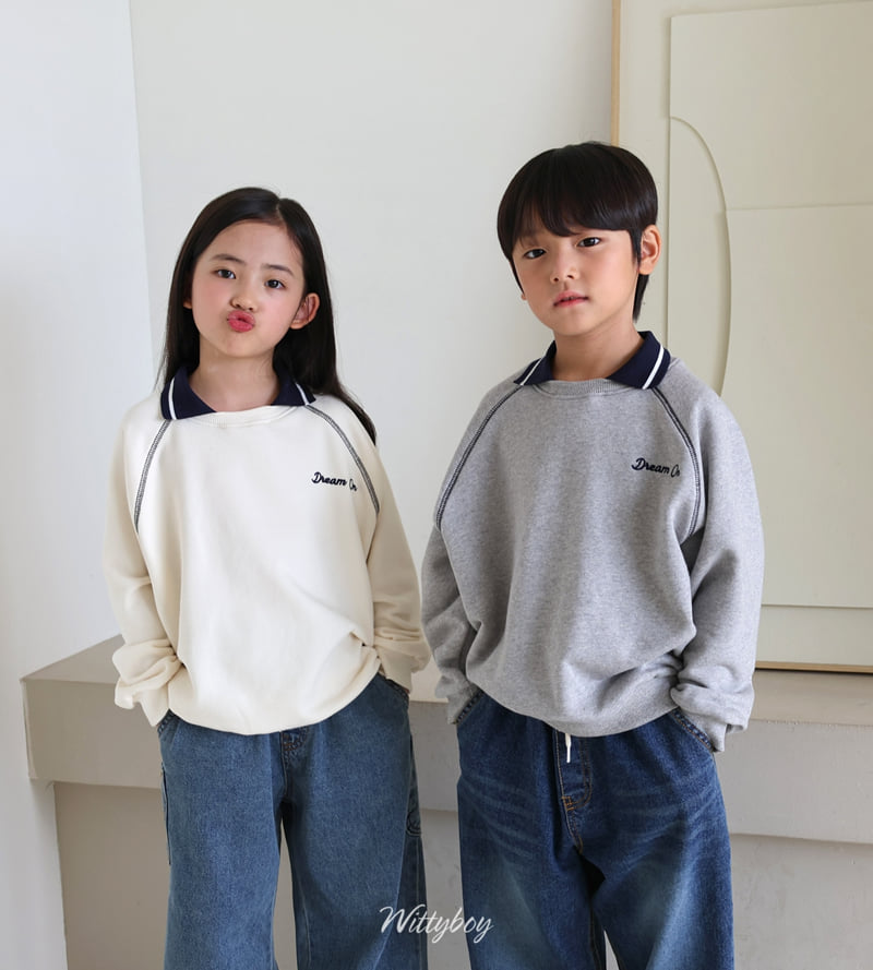 Witty Boy - Korean Children Fashion - #minifashionista - Dream On Collar Sweatshirt - 4