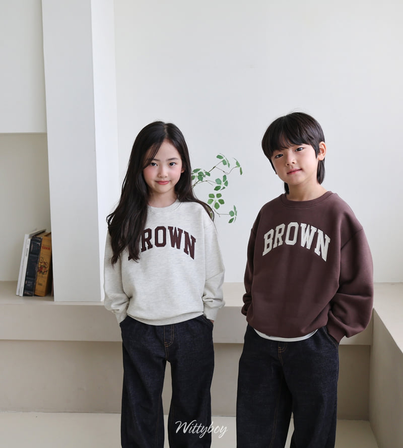 Witty Boy - Korean Children Fashion - #toddlerclothing - Brown Sweatshirt - 6