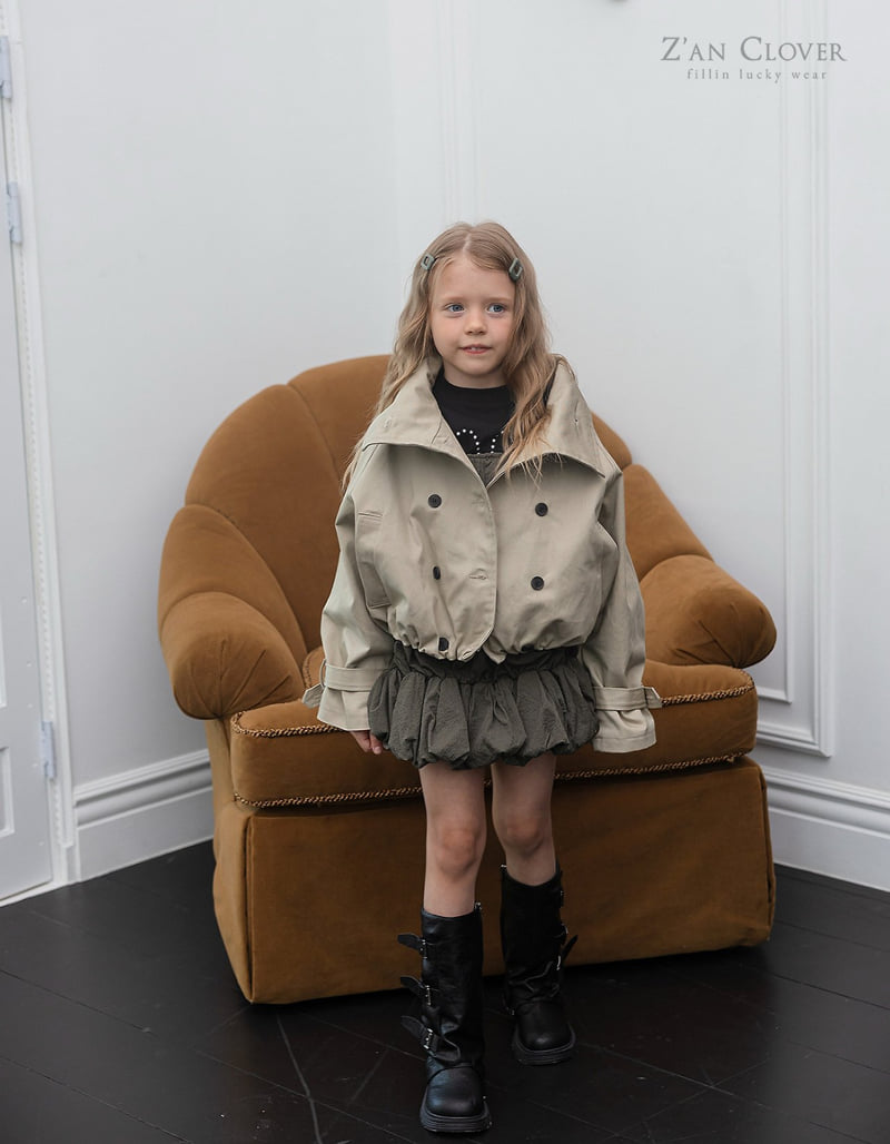Zan Clover - Korean Children Fashion - #kidsshorts - High Neck Trench Jacket - 5