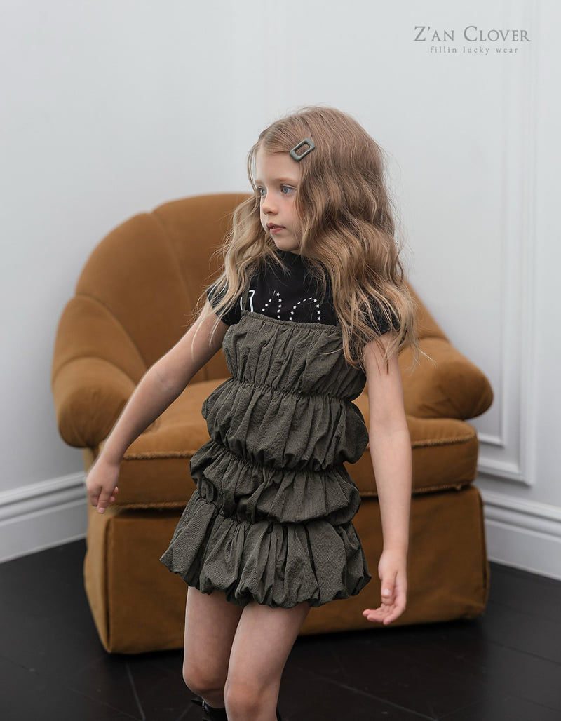 Zan Clover - Korean Children Fashion - #kidsstore - Bubble Shirring Dress - 5