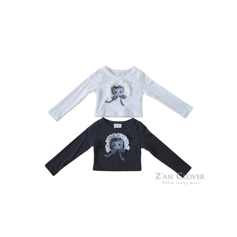 Zan Clover - Korean Children Fashion - #kidsstore - Bonnet Cat Tee