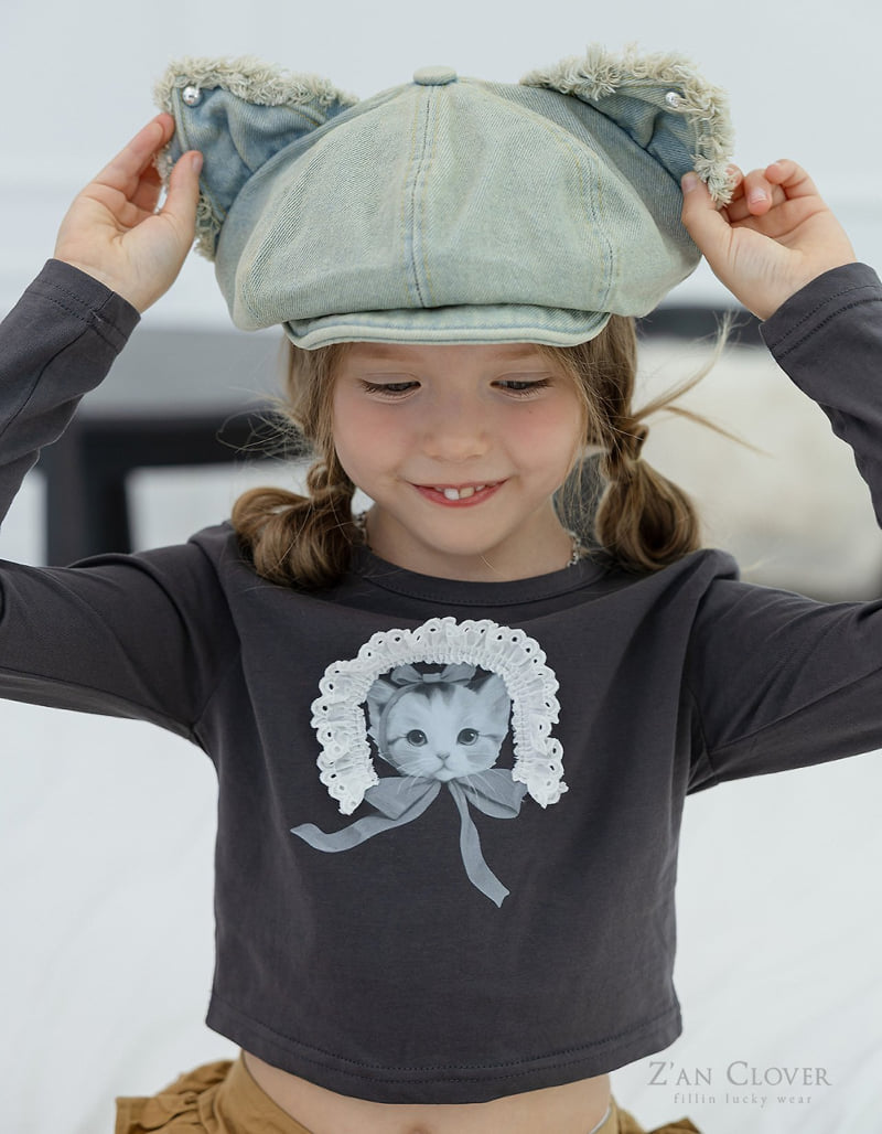Zan Clover - Korean Children Fashion - #kidzfashiontrend - Bonnet Cat Tee - 2