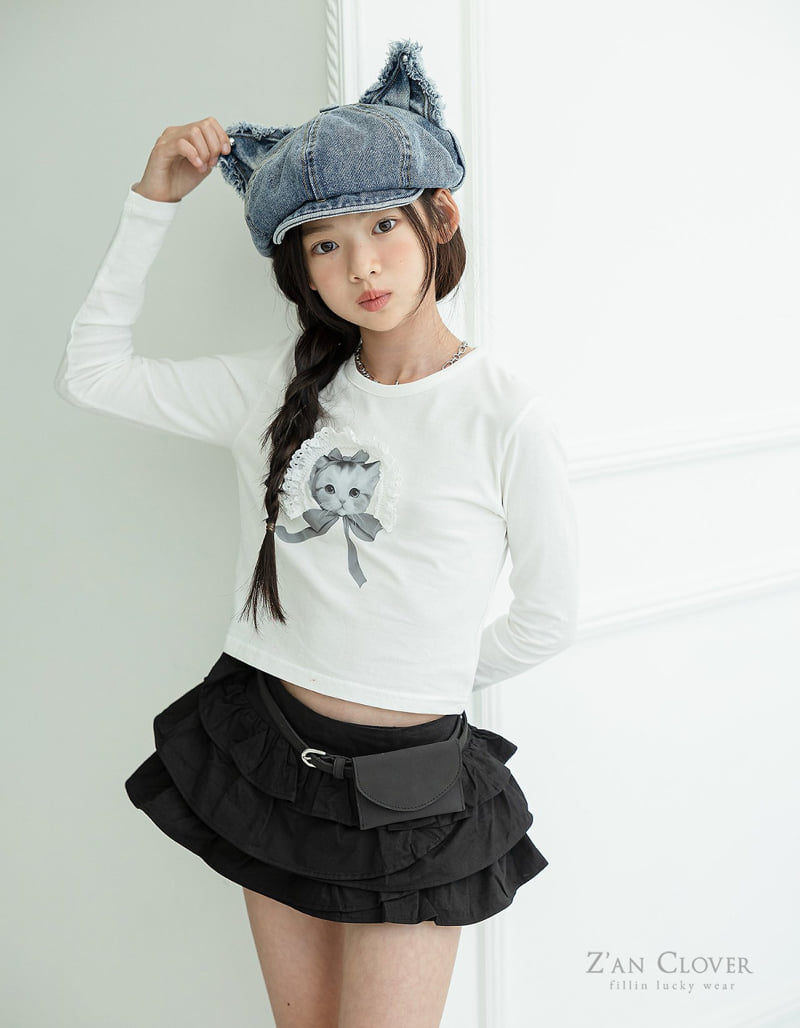 Zan Clover - Korean Children Fashion - #stylishchildhood - Bonnet Cat Tee - 10