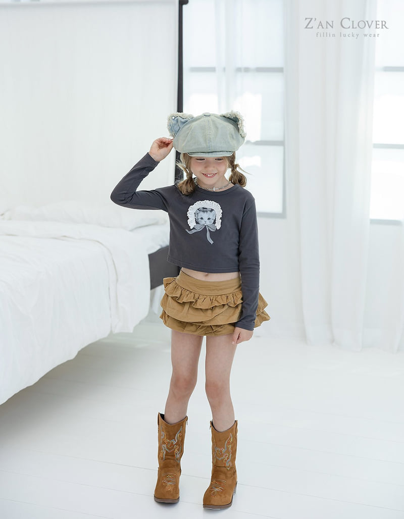 Zan Clover - Korean Children Fashion - #todddlerfashion - Bonnet Cat Tee - 8