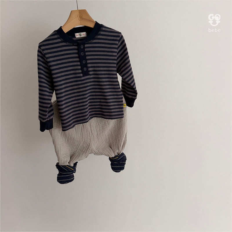 go;u - Korean Baby Fashion - #babyclothing - B Open Stripe Tee - 8